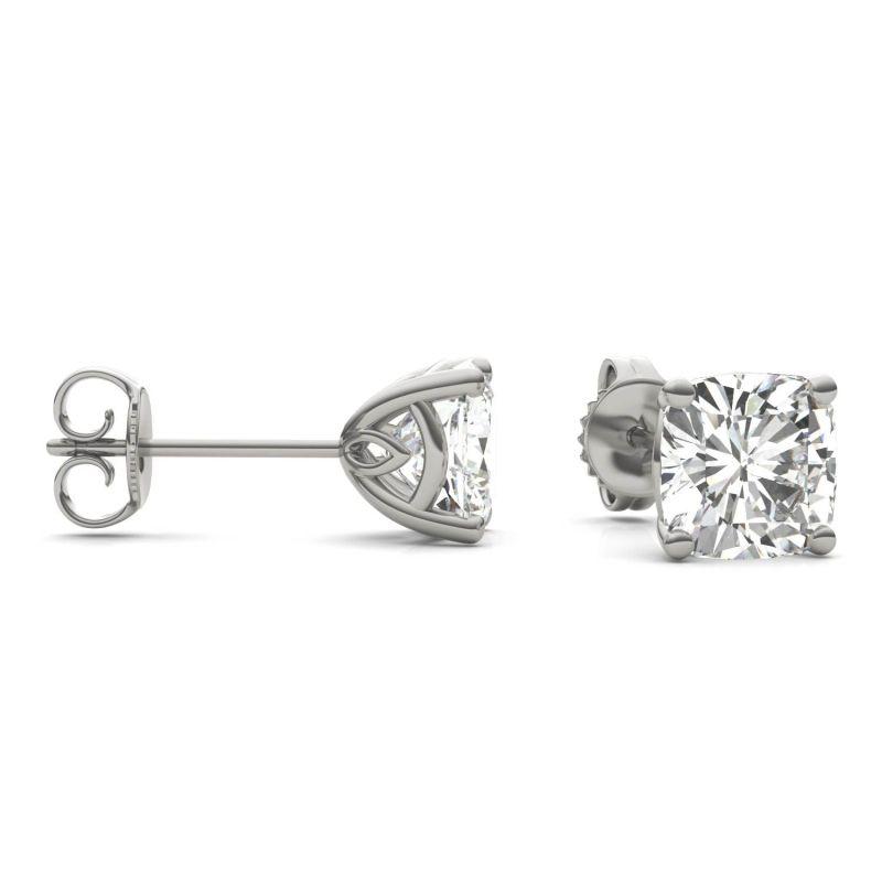 925 Sterling Sliver Cushion Cut Solitaire Stud Earrings