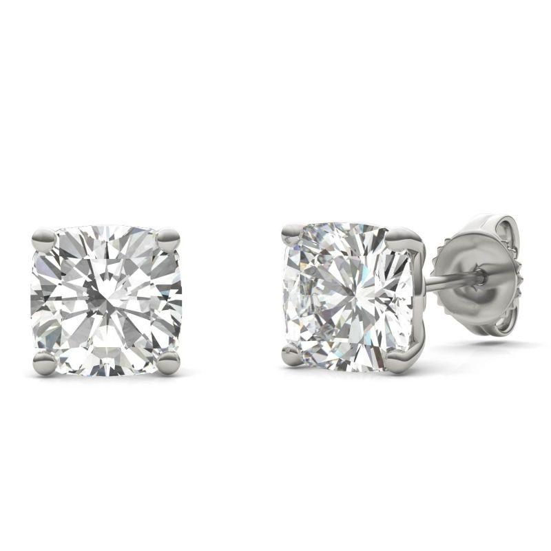 925 Sterling Sliver Cushion Cut Solitaire Stud Earrings