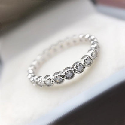 925 Sterling Silver Round Cut 925 Sterling Silver Full Eternity Wedding Band