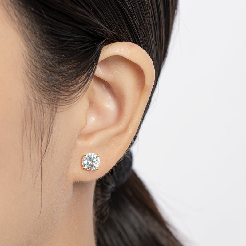 925 Sterling Silver Round Cut Cubic Zirconia Stud Earrings