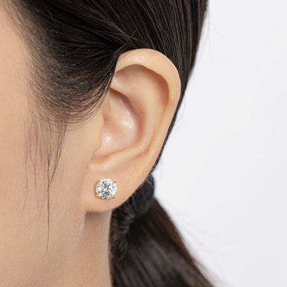 925 Sterling Silver Round Cut Cubic Zirconia Stud Earrings