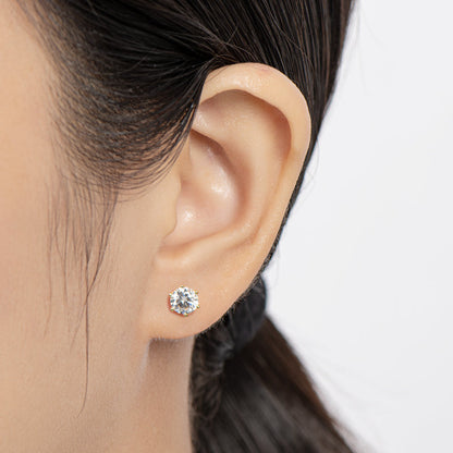 Round Cut Moissanite Diamond Stud Earrings