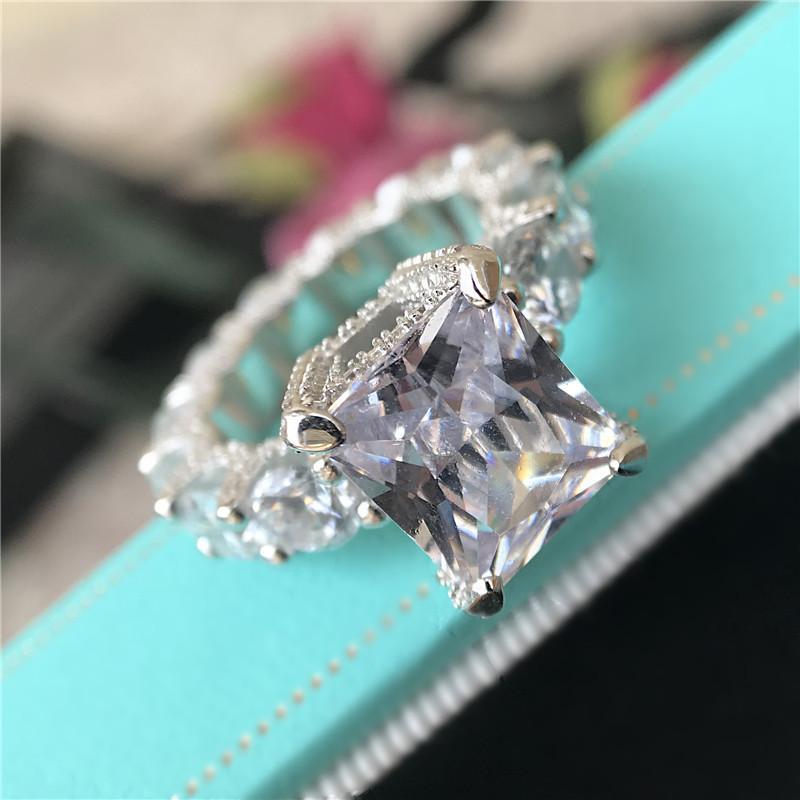 925 Sterling Silver Radiant Cut CZ Ring