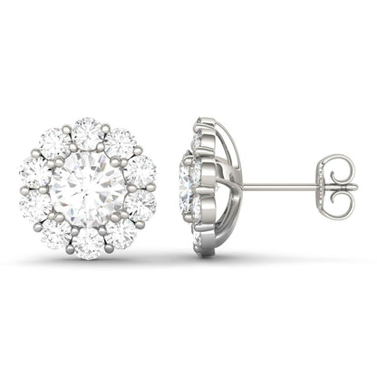 925 Sterling Sliver Round Cut Cubic Zirconia Halo Stud Earrings