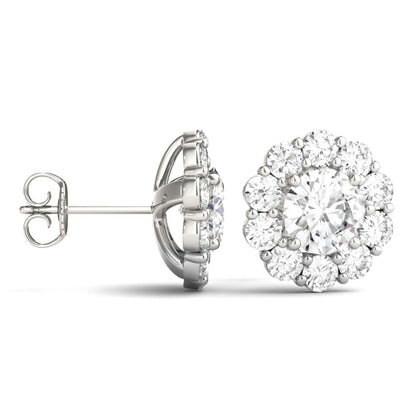 925 Sterling Sliver Round Cut Cubic Zirconia Halo Stud Earrings