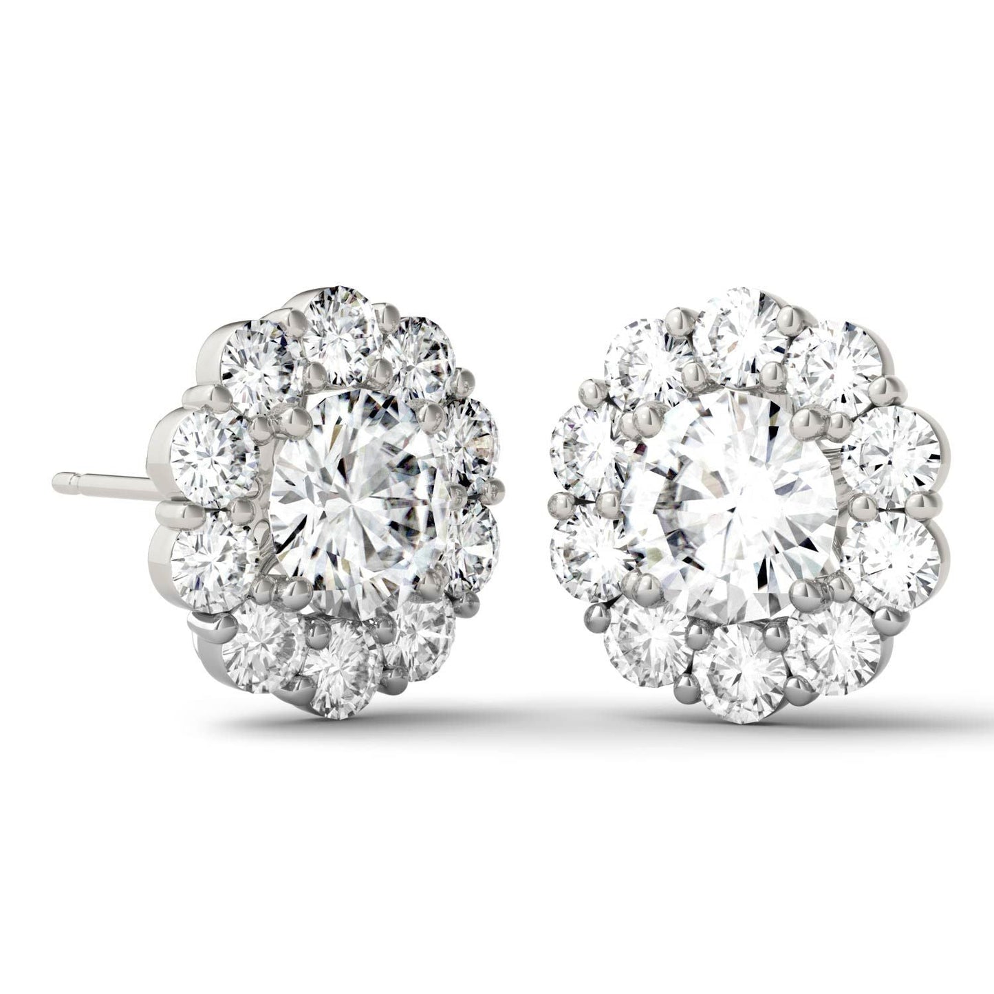 925 Sterling Sliver Round Cut Cubic Zirconia Halo Stud Earrings