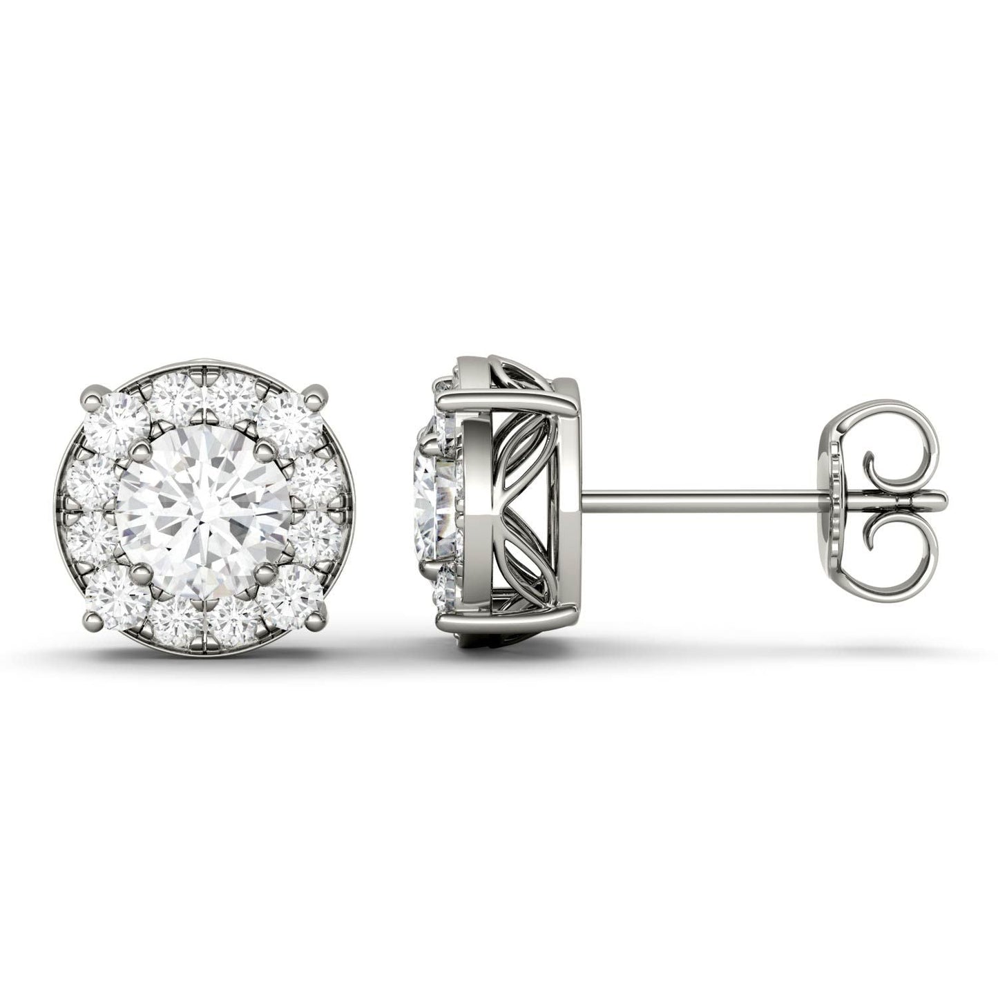 925 Sliver Sterling Round Cut Cubic Zirconia Halo Stud Earrings