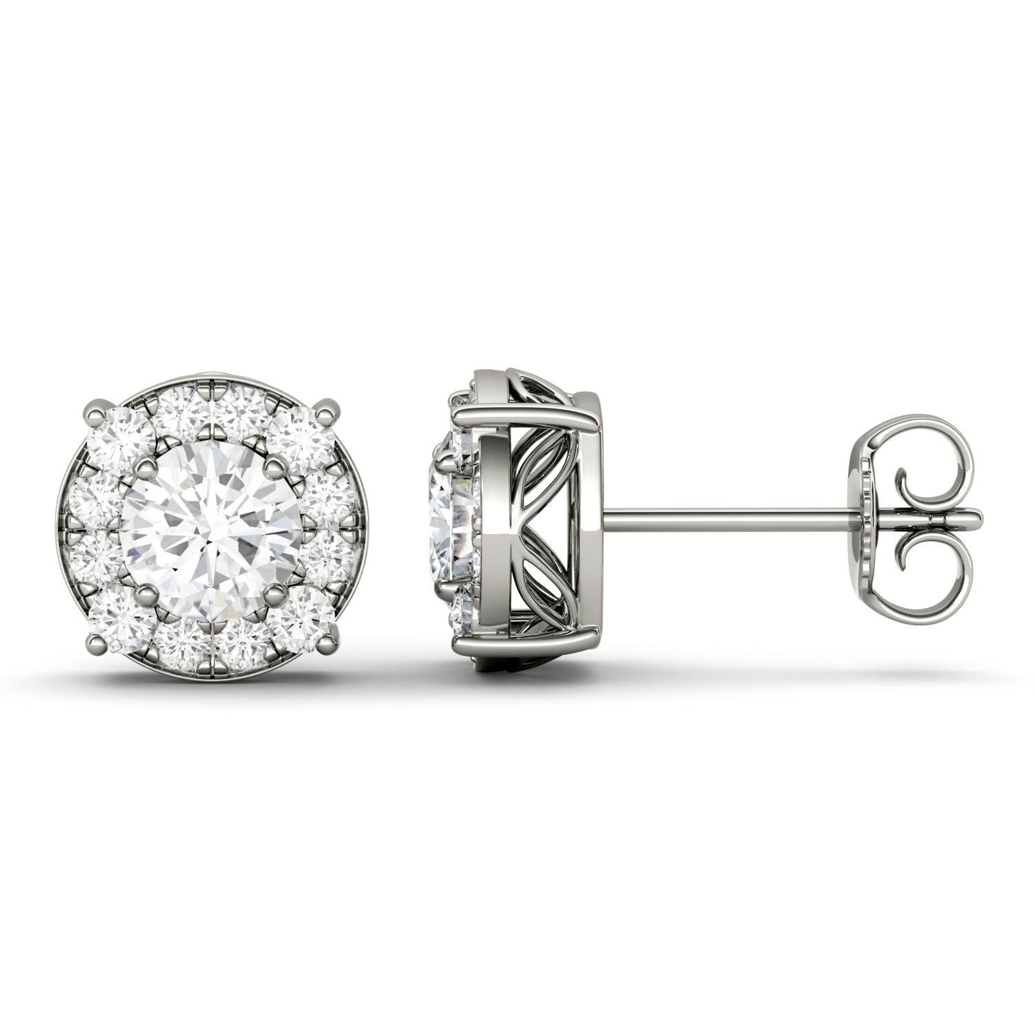 925 Sliver Sterling Round Cut Cubic Zirconia Halo Stud Earrings