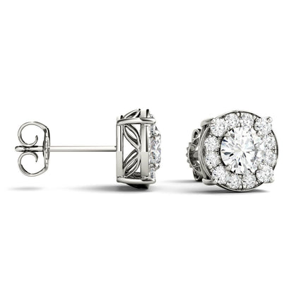 925 Sliver Sterling Round Cut Cubic Zirconia Halo Stud Earrings