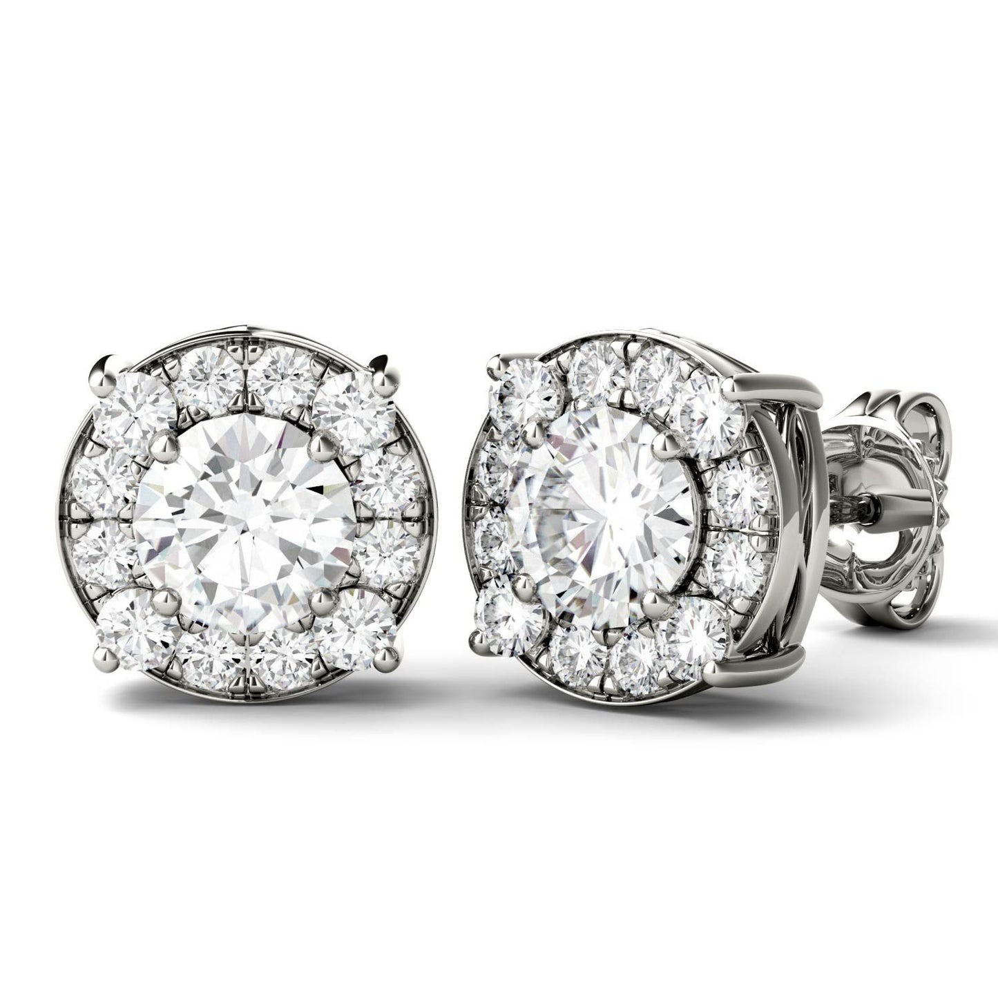 925 Sliver Sterling Round Cut Cubic Zirconia Halo Stud Earrings