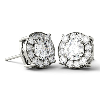 925 Sliver Sterling Round Cut Cubic Zirconia Halo Stud Earrings