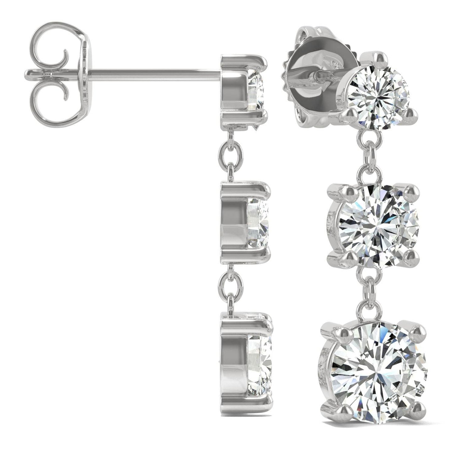 925 Sterling Sliver Round Cubic Zirconia Drop Earrings