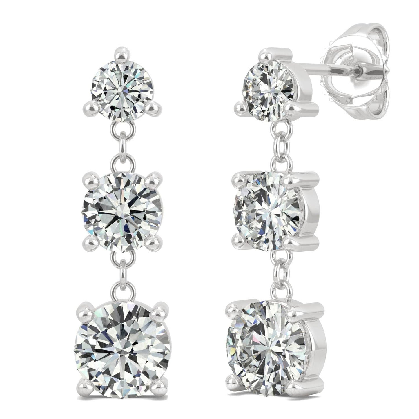 925 Sterling Sliver Round Cubic Zirconia Drop Earrings