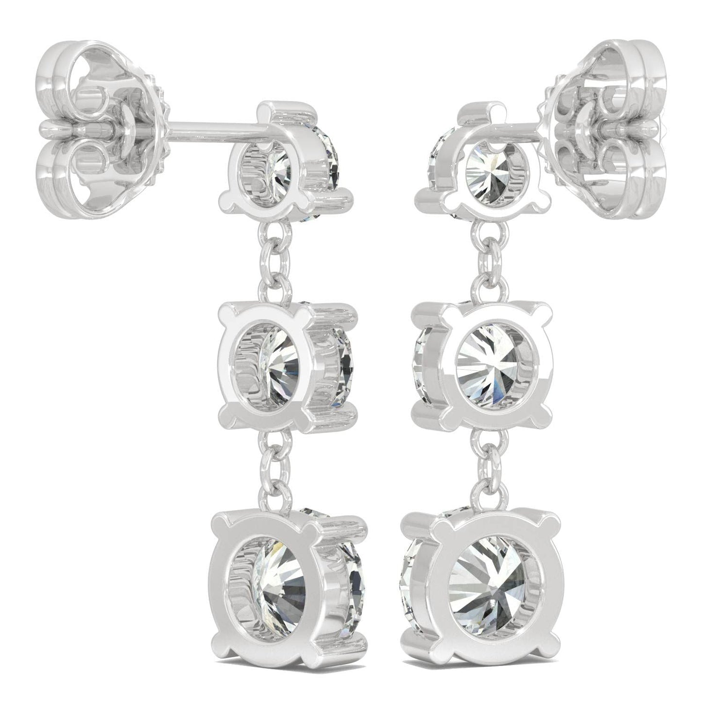 925 Sterling Sliver Round Cubic Zirconia Drop Earrings