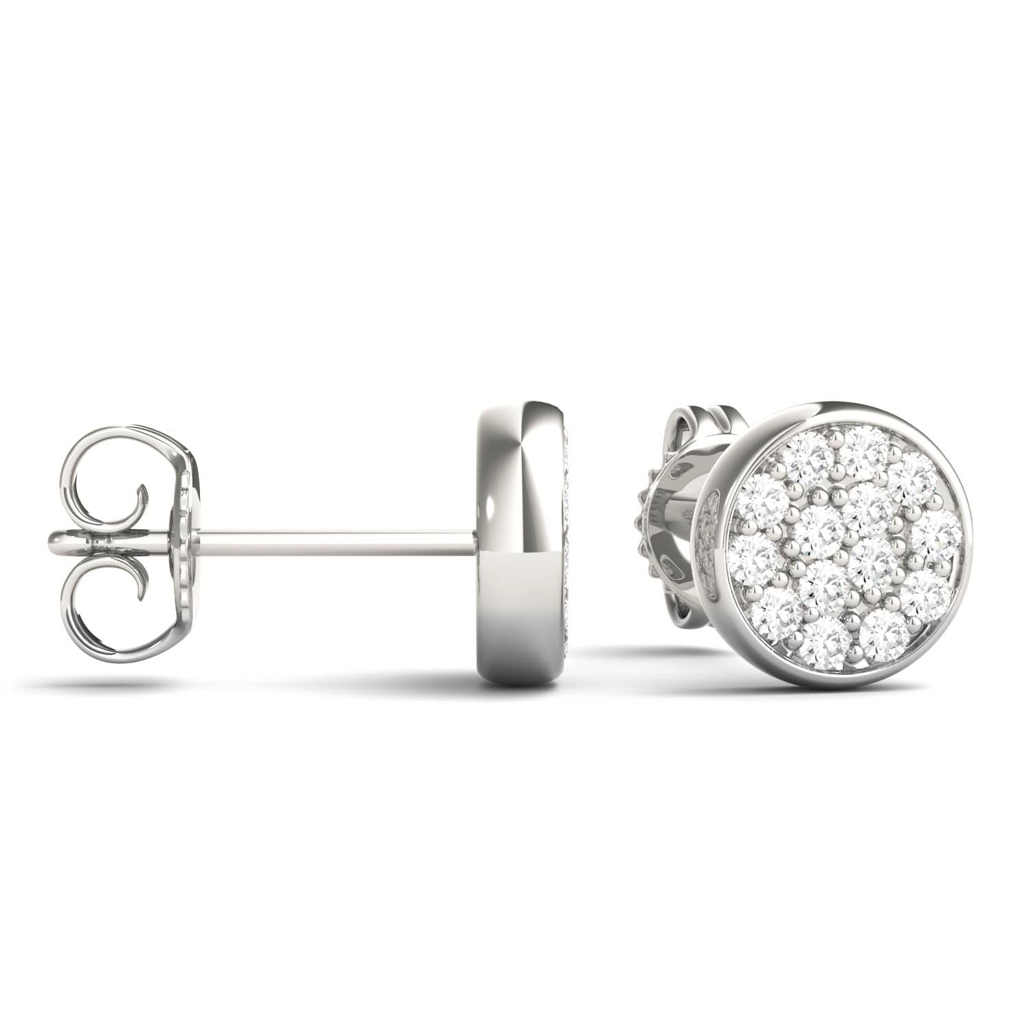 925 Sliver Sterling Round Cut Cubic Zirconia Diamond Halo Stud Earrings