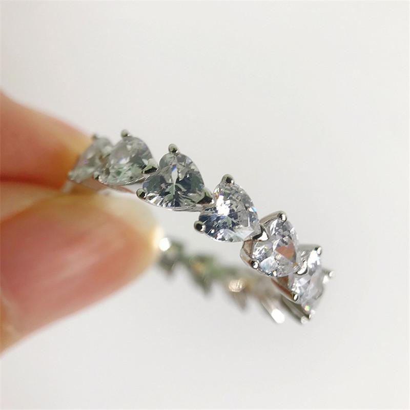 925 Sterling Silver Heart-shaped CZ Full Eternity Ring