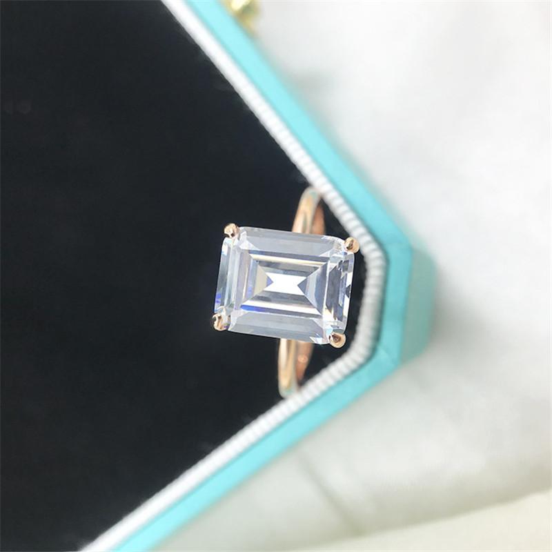 925 Sterling Silver Emerald Cut CZ Solitaire Ring