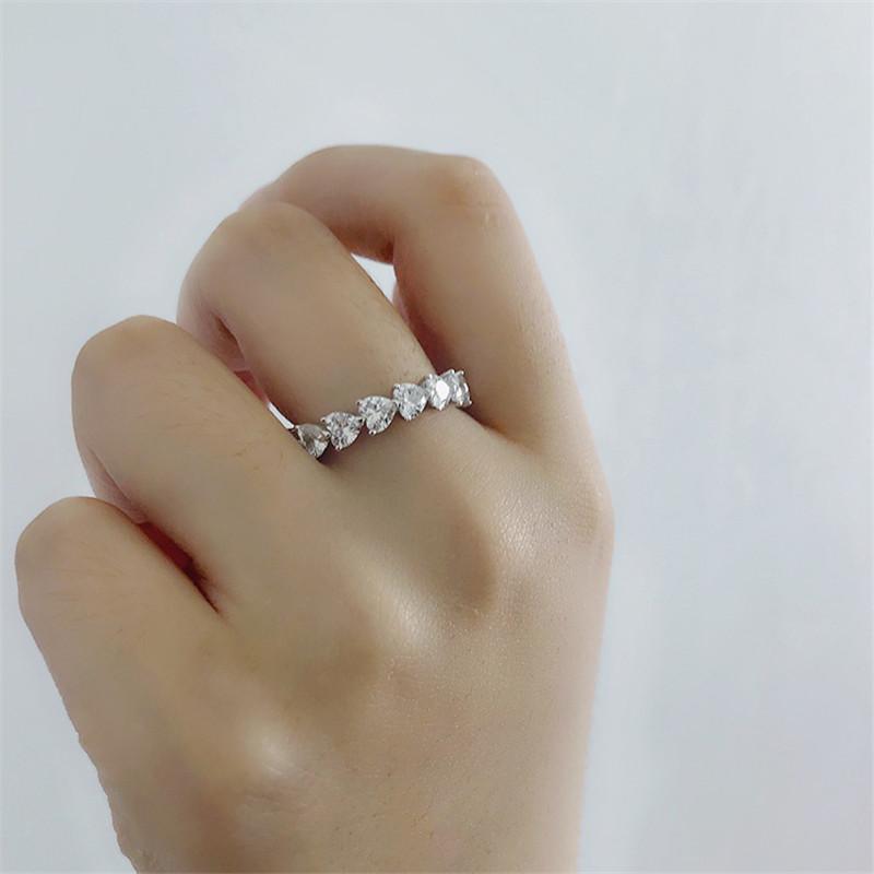 925 Sterling Silver Heart-shaped CZ Full Eternity Ring