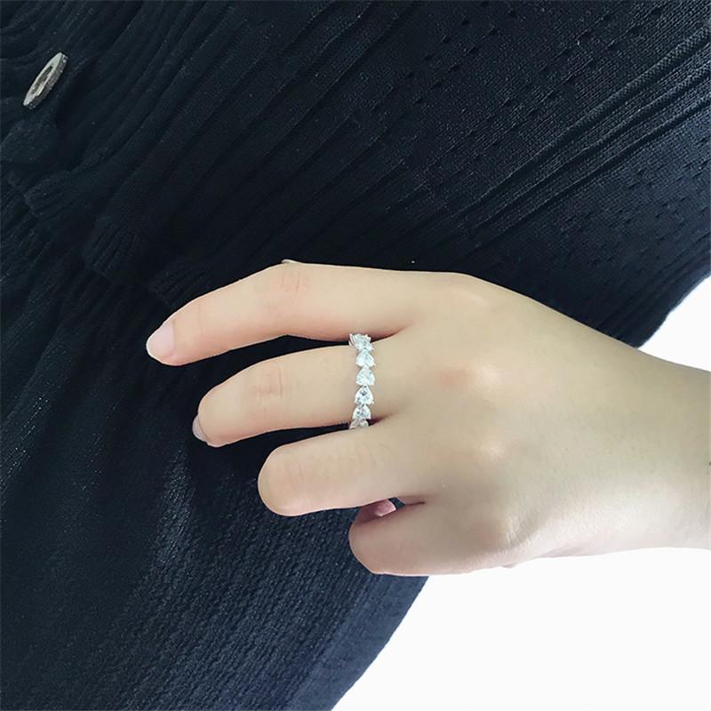 925 Sterling Silver Heart-shaped CZ Full Eternity Ring