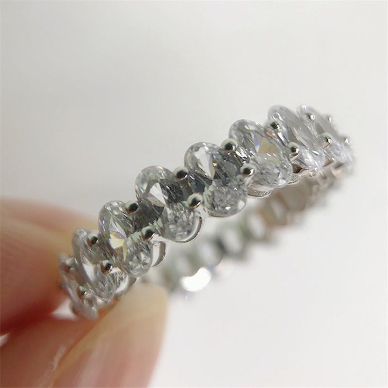 925 Sterling Silver Oval Cut Created CZ Full Eternity Band