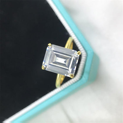 925 Sterling Silver Emerald Cut CZ Solitaire Ring