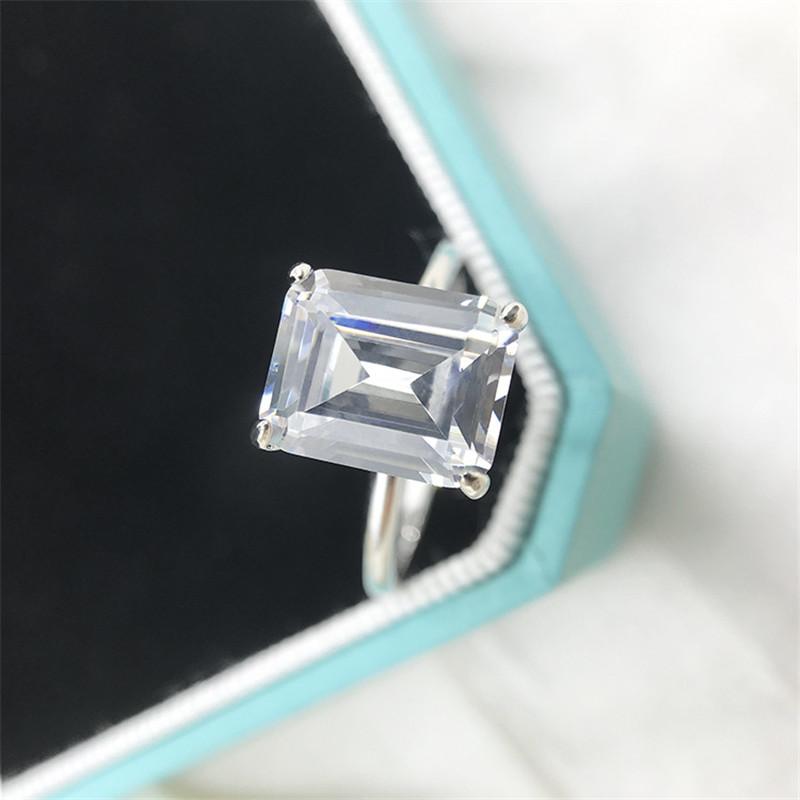 925 Sterling Silver Emerald Cut CZ Solitaire Ring