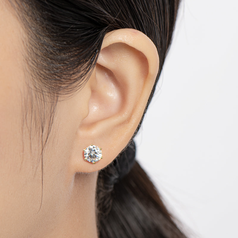 Round Cut Moissanite Diamond Stud Earrings