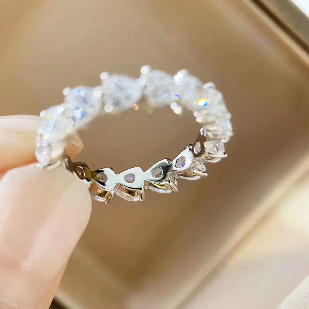 925 Sterling Silver Heart-shaped CZ Full Eternity Ring