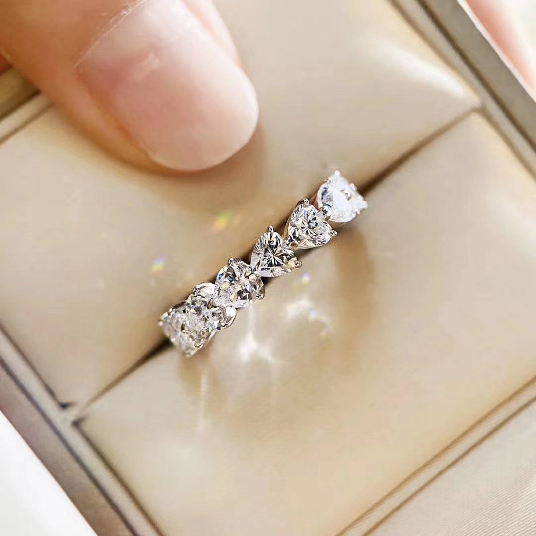 925 Sterling Silver Heart-shaped CZ Full Eternity Ring