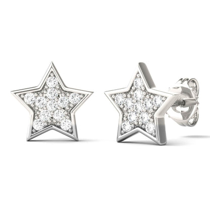 925 Sterling Sliver Round Cut Cubic Zirconia Star Stud Earrings