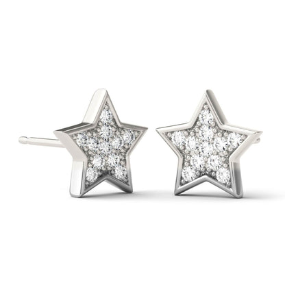 925 Sterling Sliver Round Cut Cubic Zirconia Star Stud Earrings