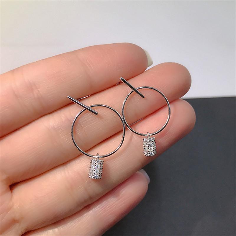 925 Sterling Silver Round Cut Cubic Zirconia Drop Earrings