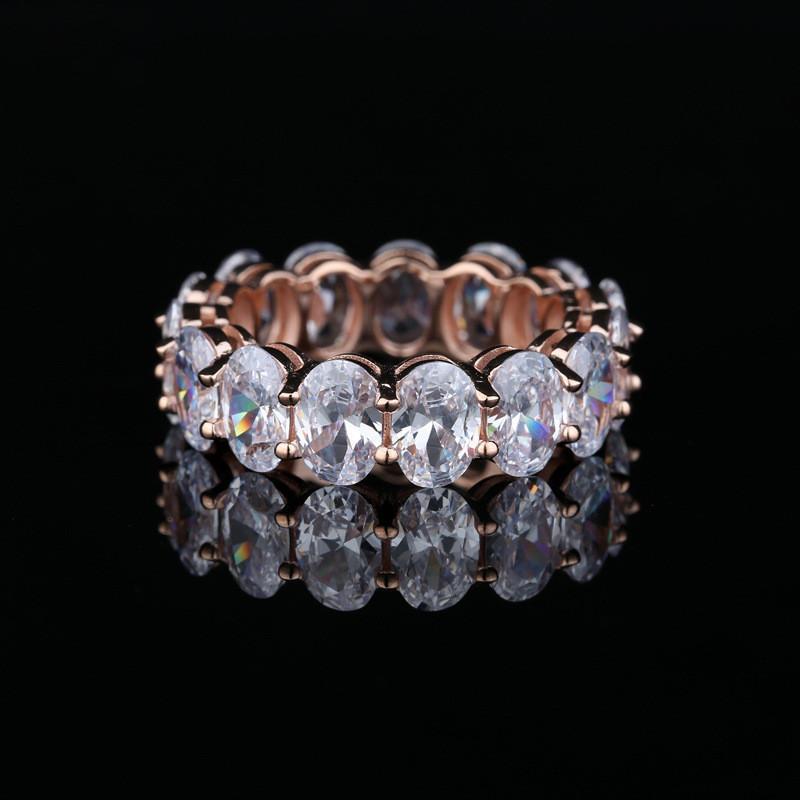 925 Sterling Silver Oval Cut Created CZ Full Eternity Band