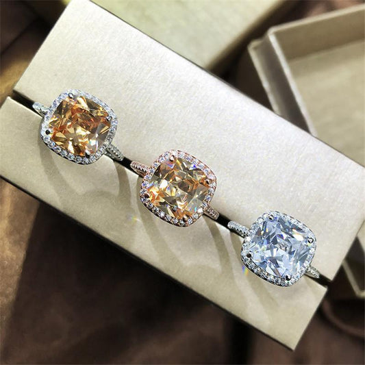 925 Sterling Silver Cushion Cut CZ Ring