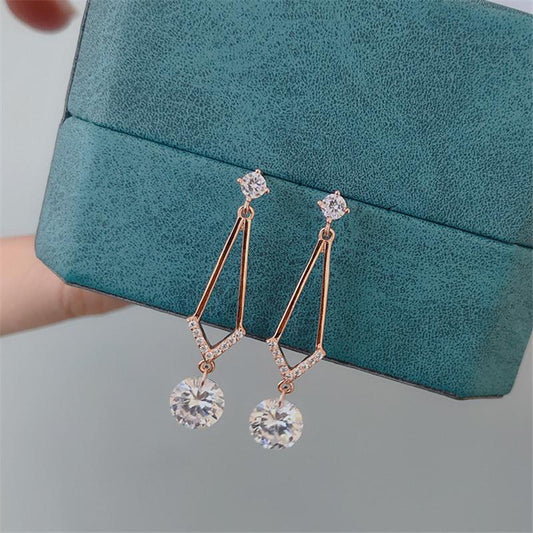 925 Sterling Silver Round Cut Cubic Zirconia Drop Earrings