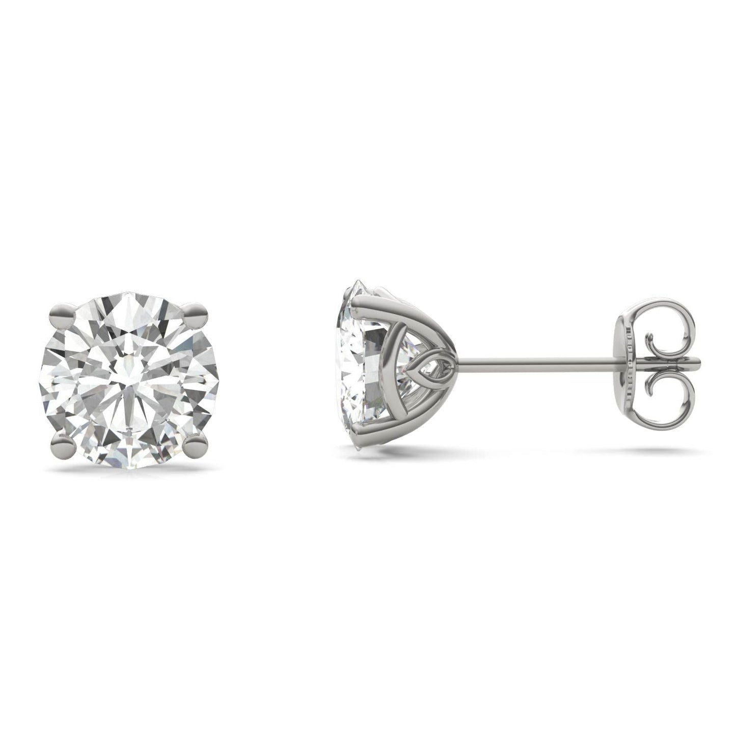 925 Sliver Round Cut Cubic Zirconia Solitaire Stud Earrings