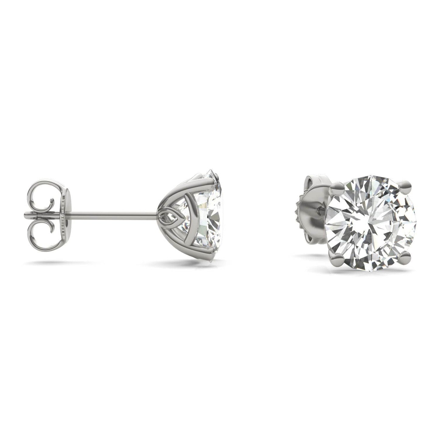 925 Sliver Round Cut Cubic Zirconia Solitaire Stud Earrings