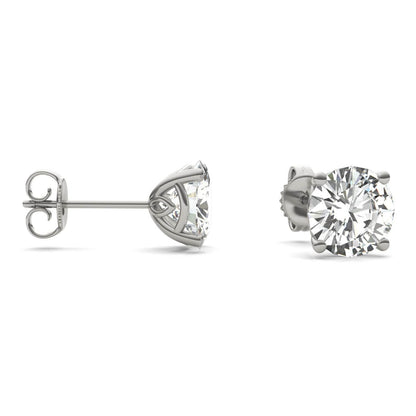 925 Sliver Round Cut Cubic Zirconia Solitaire Stud Earrings