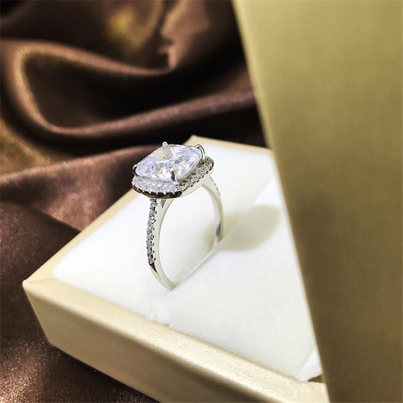 925 Sterling Silver Cushion Cut CZ Ring