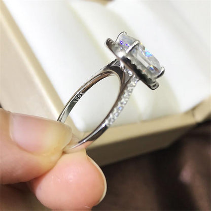 925 Sterling Silver Cushion Cut CZ Ring