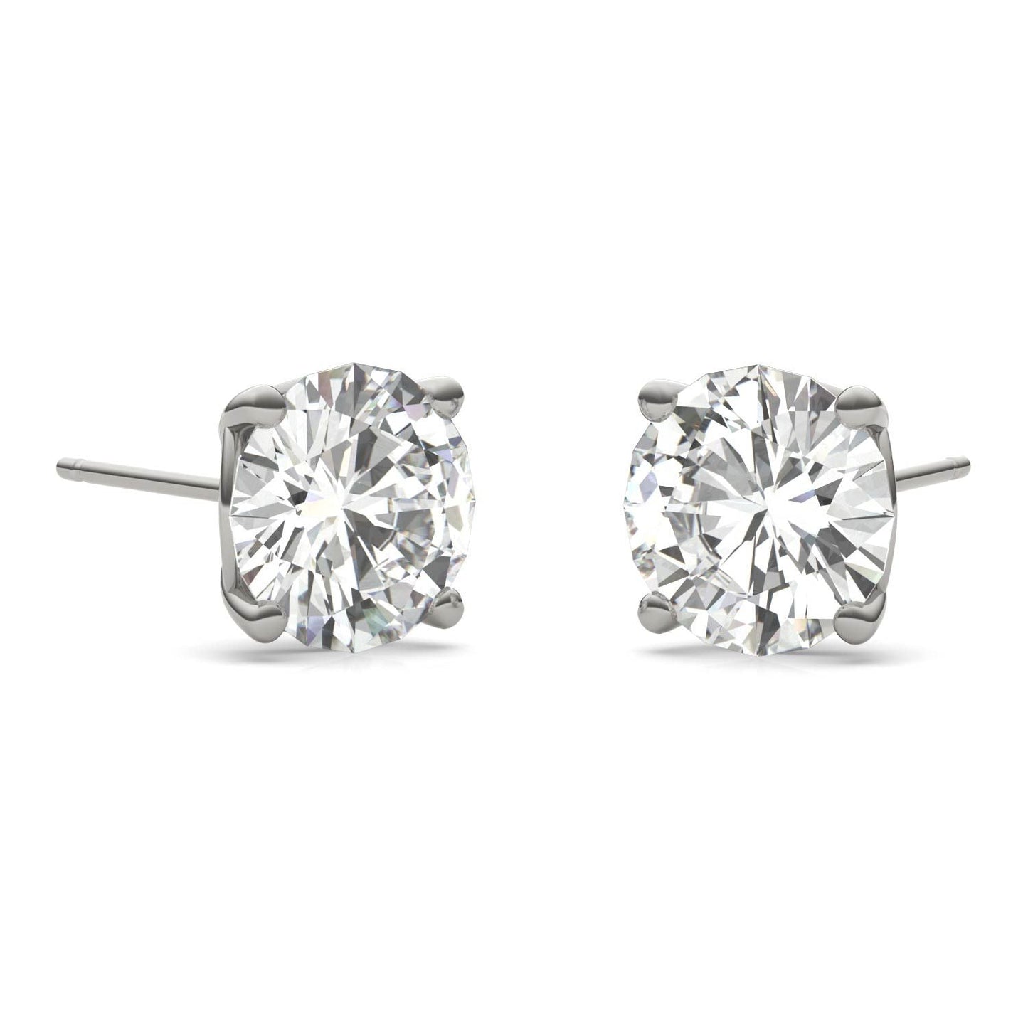 925 Sliver Round Cut Cubic Zirconia Solitaire Stud Earrings