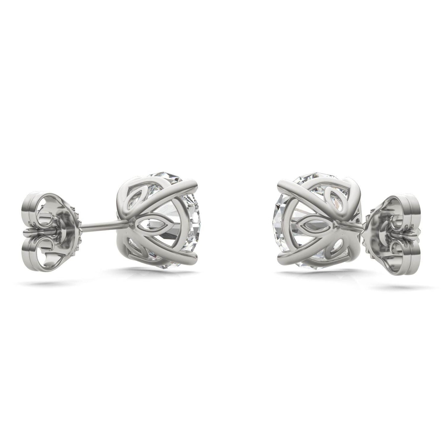 925 Sliver Round Cut Cubic Zirconia Solitaire Stud Earrings