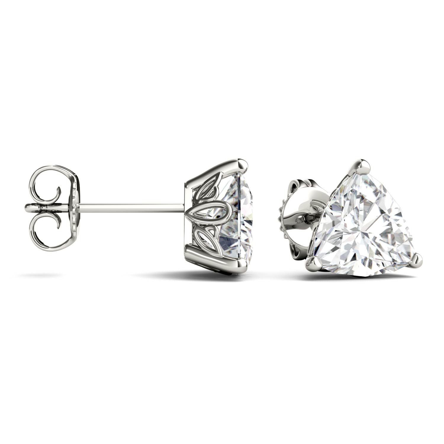 925 Sterling Sliver Trillion Moissanite Diamond Stud Earrings