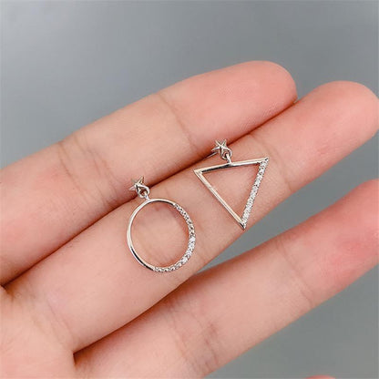 925 Silver Sterling Round Cut Created CZ Drop Earrings