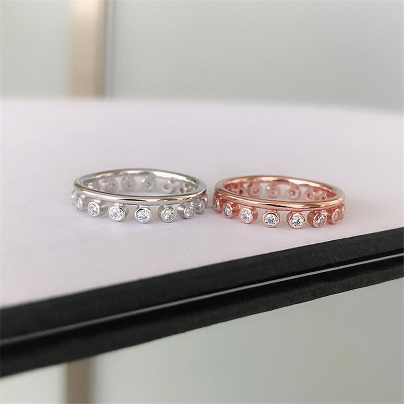 925 Sterling Silver Round Cut Created CZ Band