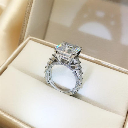 925 Sterling Silver Asscher Cut Created Diamond Ring