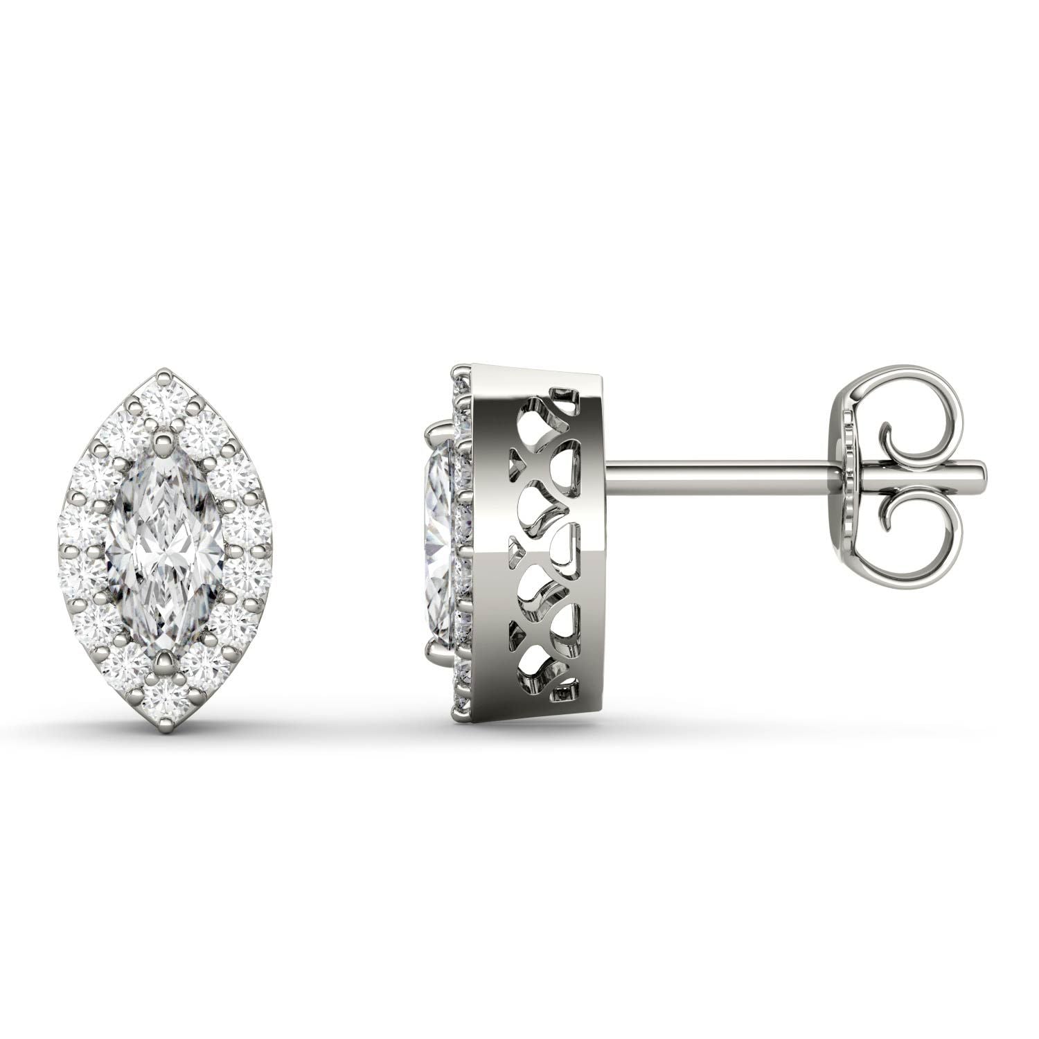 925 Sterling Sliver Marquise Halo Cubic Zirconia Stud Earrings