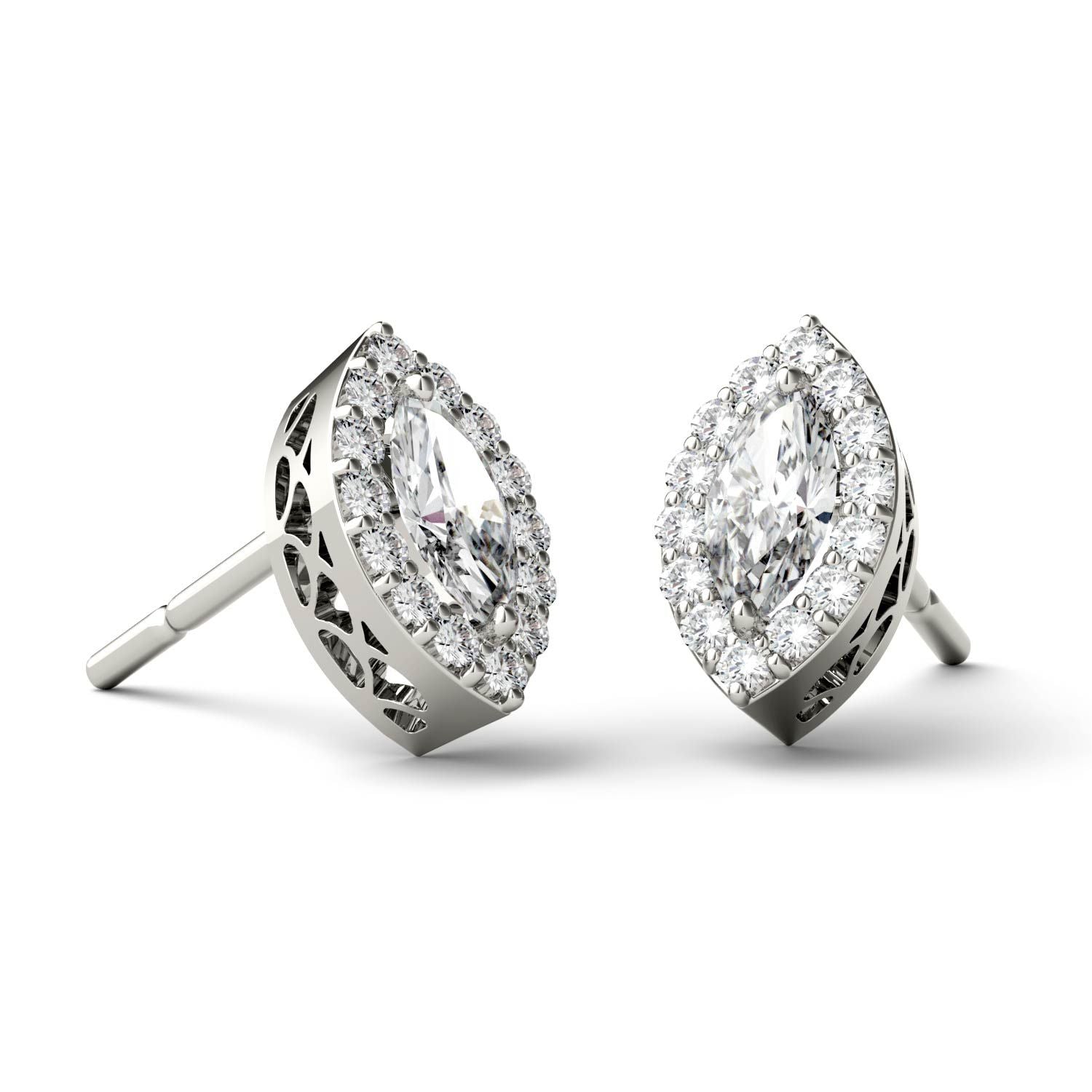 925 Sterling Sliver Marquise Halo Cubic Zirconia Stud Earrings