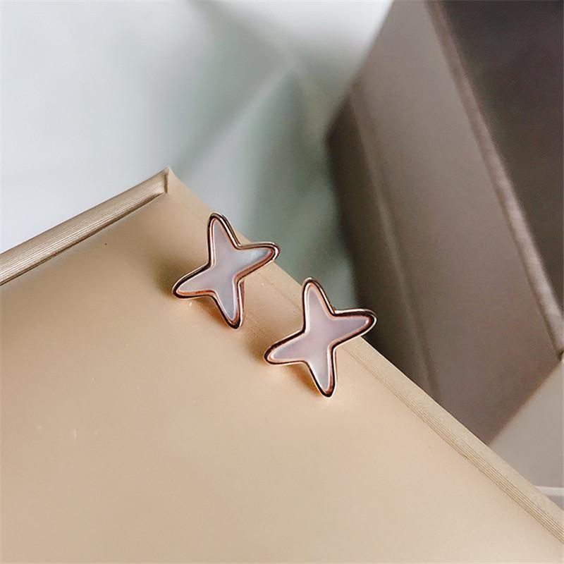 925 Sterling Silver Round Cut Cubic Zirconia Lucky Star Stud Earrings