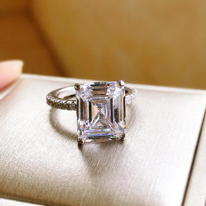 925 Sterling Silver Emerald Cut CZ Ring